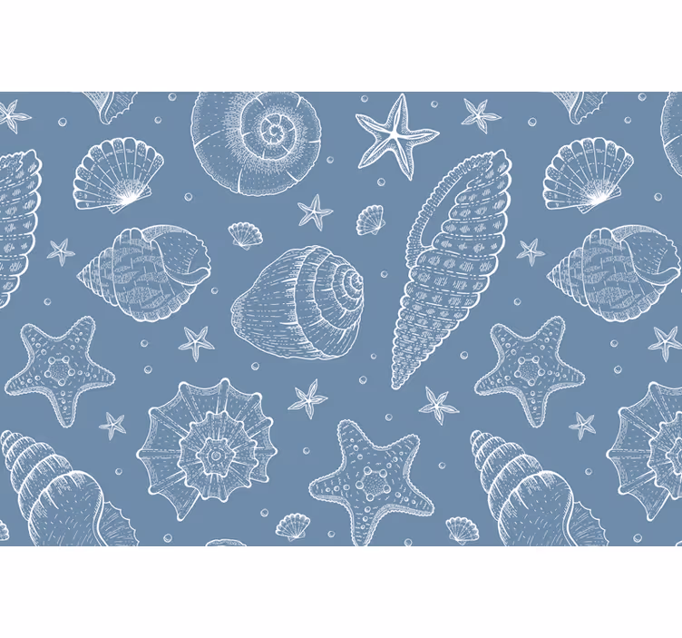 Blauw rolgordijn zeeleven en schelpen - TenStickers