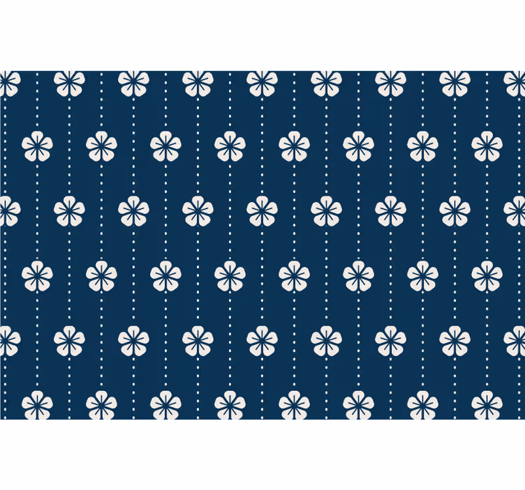 Blauw rolgordijn met blauwe bloemenlijnen - TenStickers