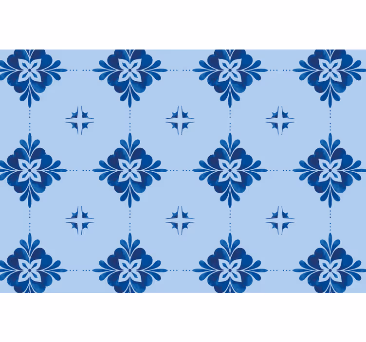Blauw rolgordijn blauwe wervel tegels - TenStickers