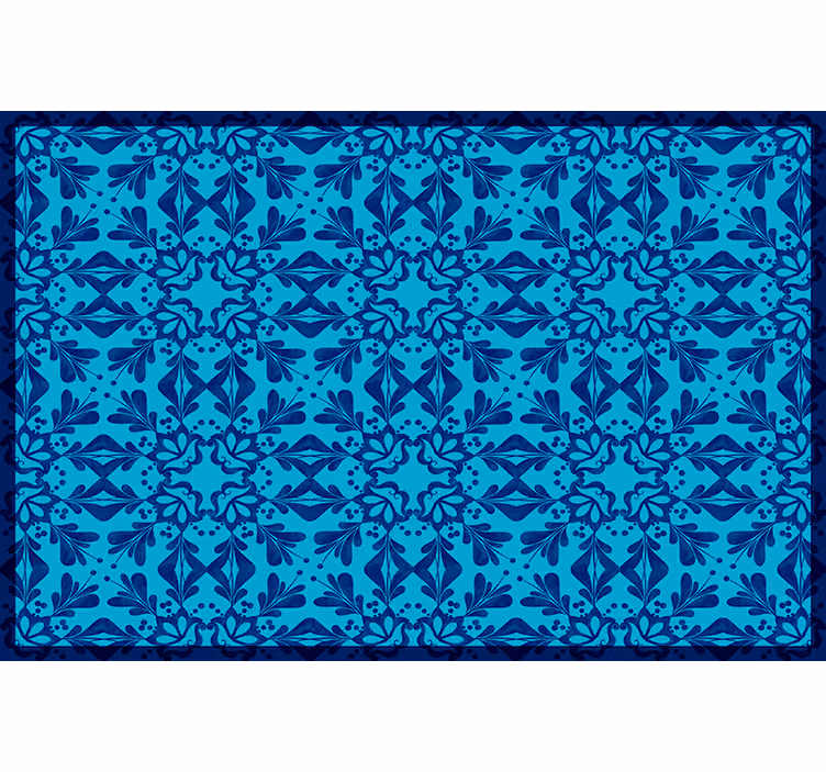 Blauw rolgordijn blauwe mozaïek met bloemen en rand placemat - TenStickers