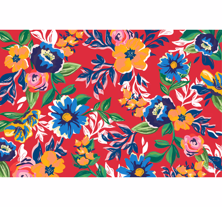 Rood rolgordijn met rode borduursels - TenStickers