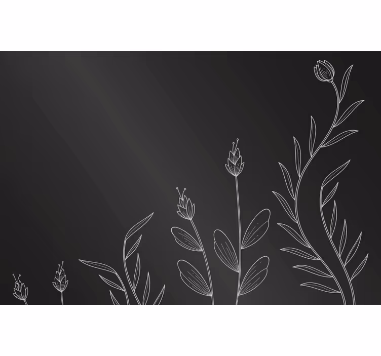 Rolgordijn zwart achtergronddesign met elegante planten - TenStickers