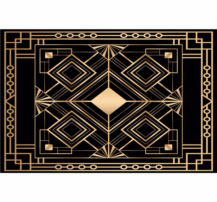 Rolgordijn zwart modern kunst zwart en gouden patroon - TenStickers