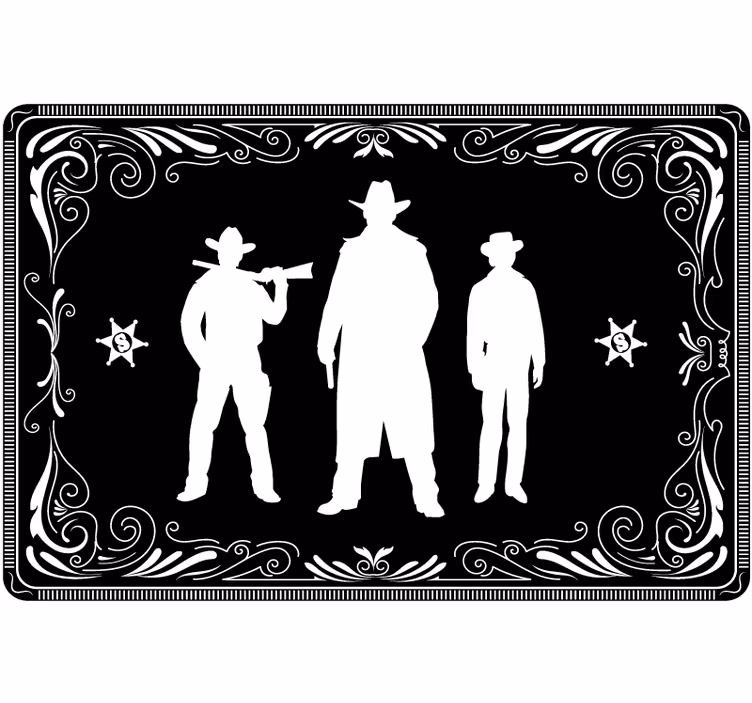 Rolgordijn zwart cowboy en paardenpatroon - TenStickers