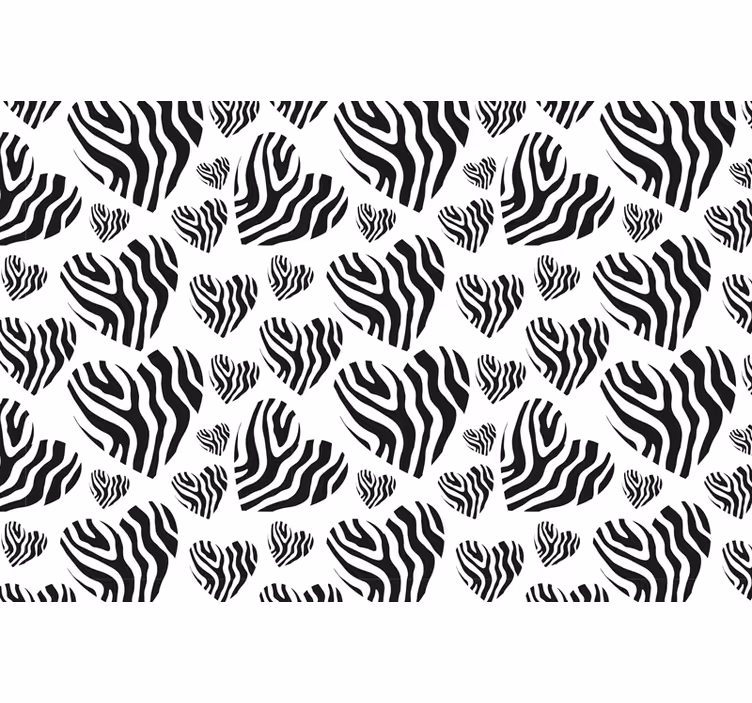 Rolgordijn zwart met zebra dierenprint hart - TenStickers
