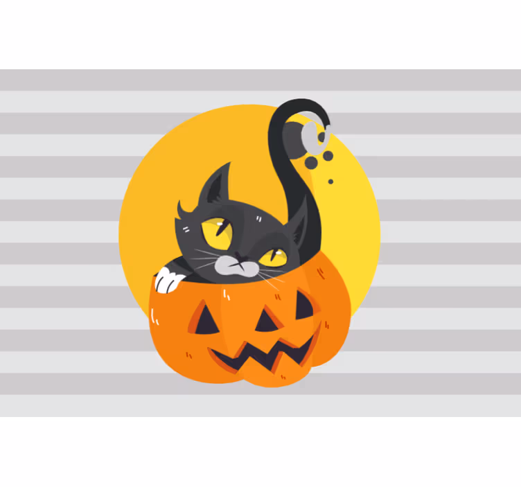 Rolgordijn grijs pompoenen en zwarte kat - TenStickers