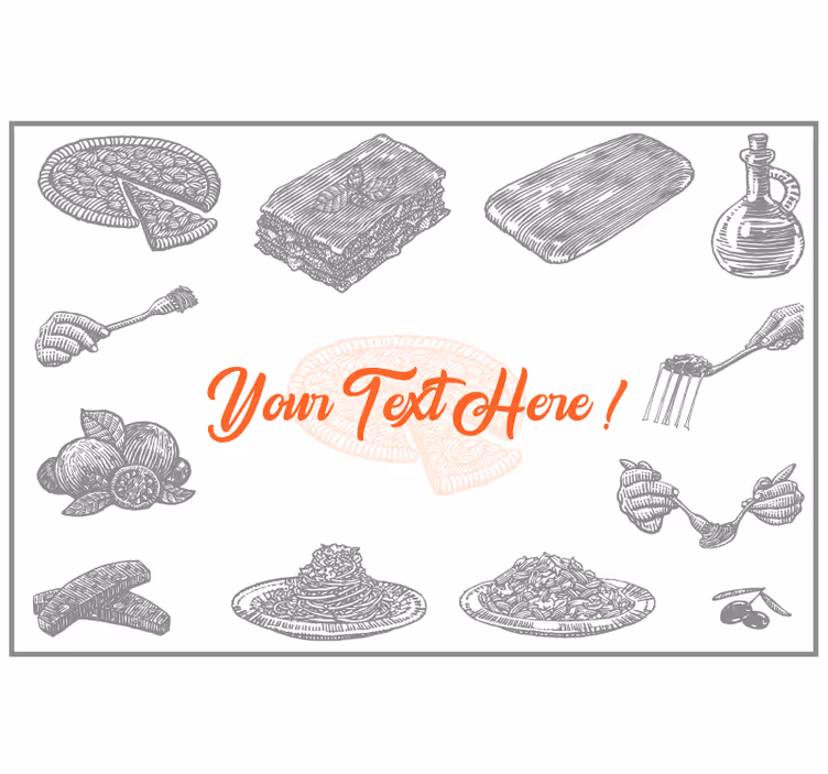 Rolgordijn grijs italiaanse voedseliconen met tekst - TenStickers