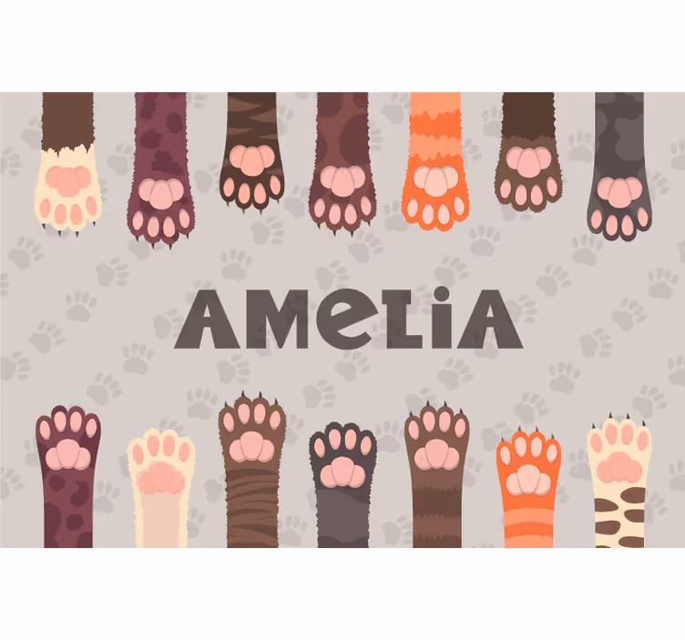 Rolgordijn beige set met fluffy multicolor kattenpootjes - TenStickers