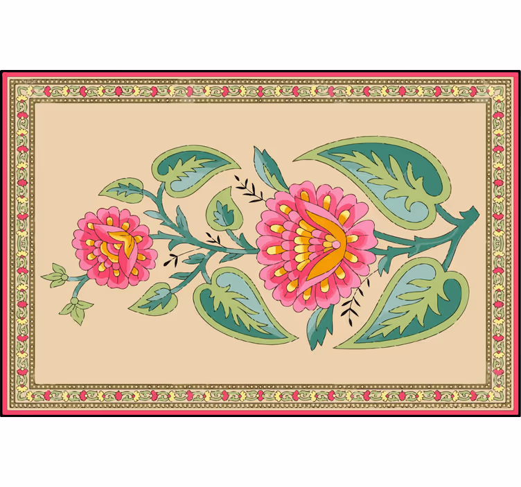 Rolgordijn beige met indisch mughal bloemenpatroon - TenStickers