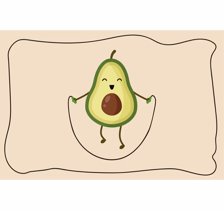 Rolgordijn beige grappige avocado op springtouw - TenStickers