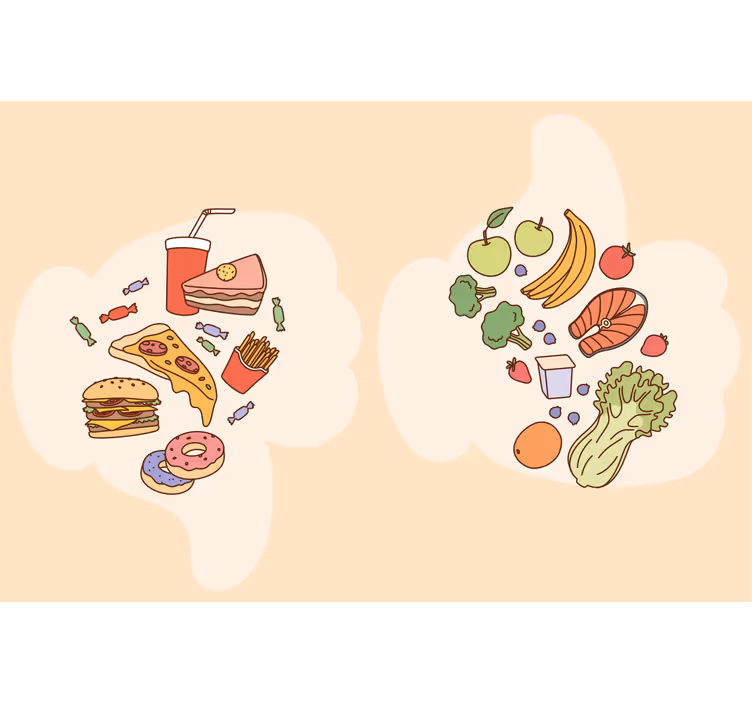 Rolgordijn beige met dieetvoeding vormgeving - TenStickers