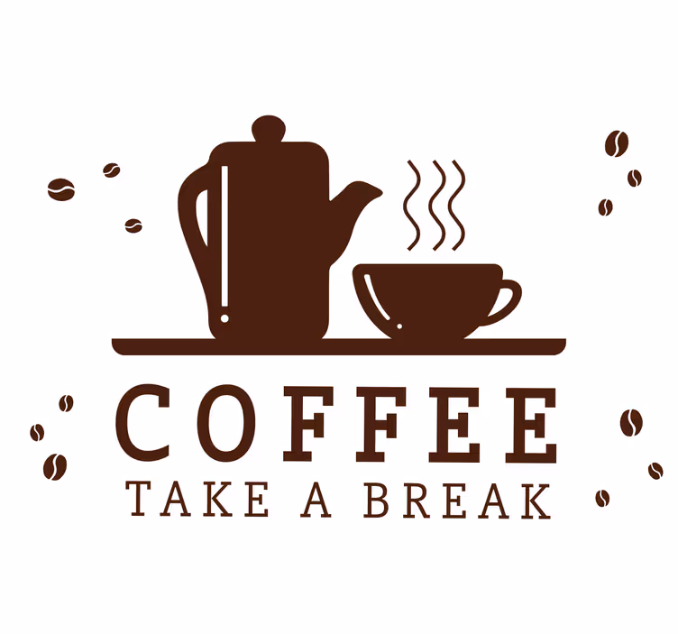 Rolgordijn zwart koffieconcept op witte achtergrond - TenStickers