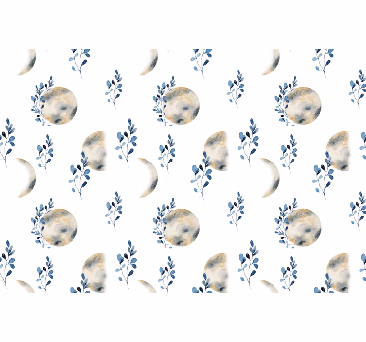 Rolgordijn zwart met maanfases print - TenStickers