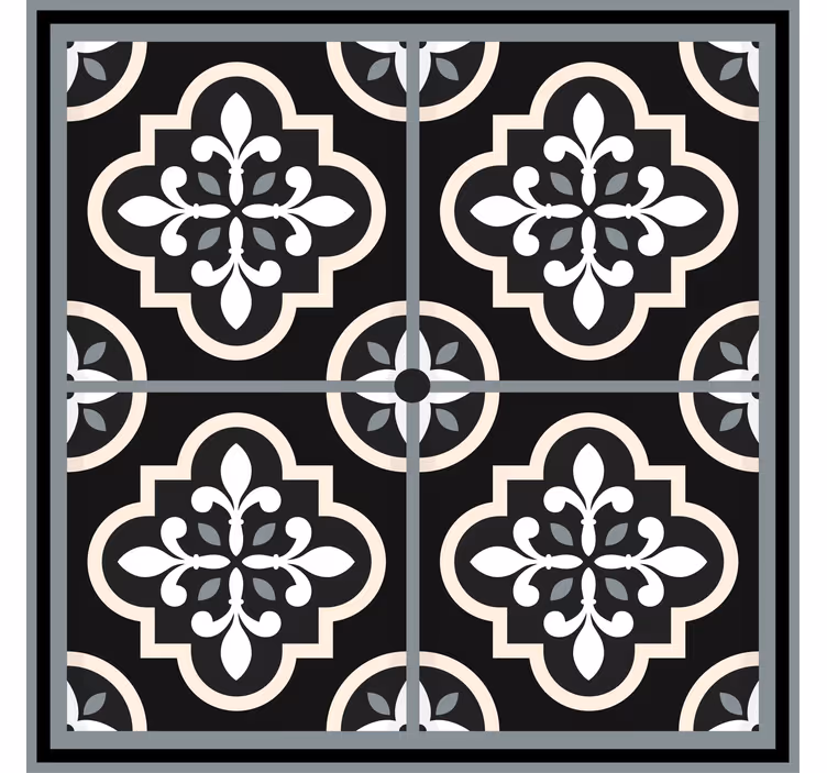 Kantoor rolgordijn zwart-wit bloemenpatroon - TenStickers