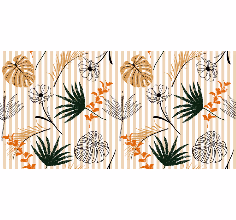 Kantoor rolgordijn vinyltapijt zwart wit beige bloemen - TenStickers