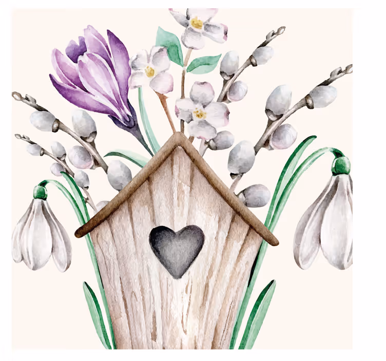 Rolgordijn woonkamer elegant ontwerp met sneeuwklokjes - TenStickers