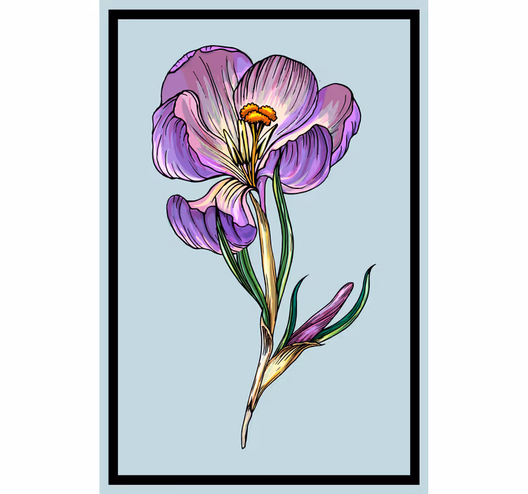 Rolgordijn woonkamer zoete tekening blauwe krokus - TenStickers
