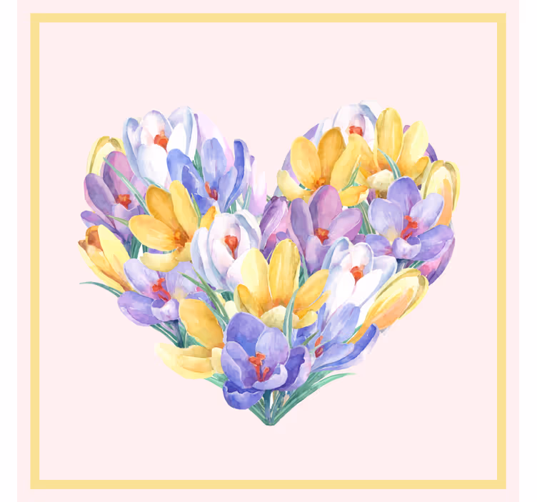Rolgordijn woonkamer crocus bloemen hart ontwerp - TenStickers
