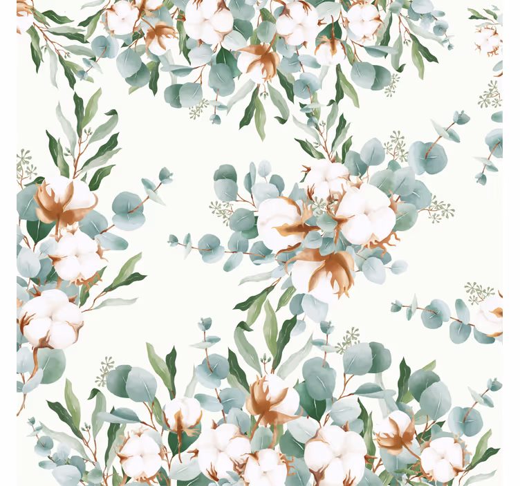 Rolgordijn woonkamer in shabby chic stijl katoenplanten - TenStickers