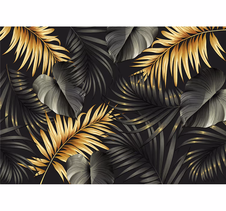 Rolgordijn slaapkamer gouden planten 3d effect - TenStickers