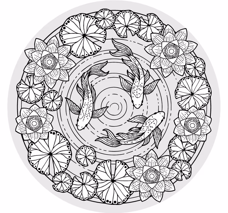 Rolgordijn slaapkamer lotus en koi karper - TenStickers