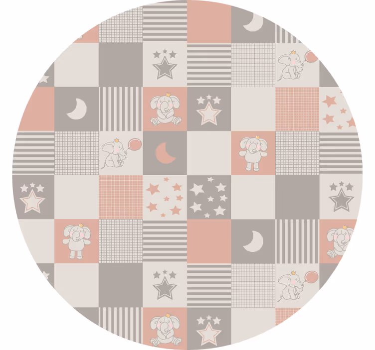 Rolgordijn slaapkamer met cirkelvormige nori tegelolifanten - TenStickers