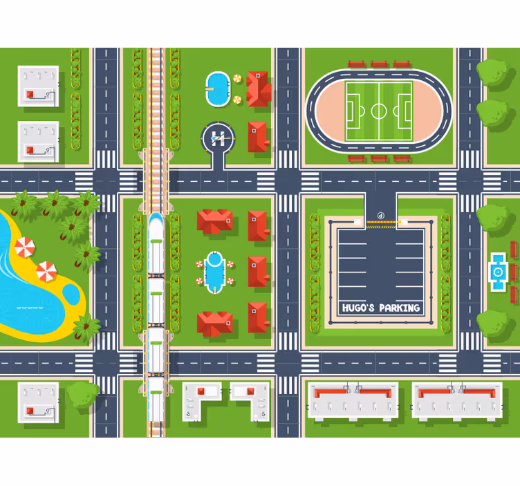 Kinderkamer rolgordijn parkeerplaats met naam - TenStickers