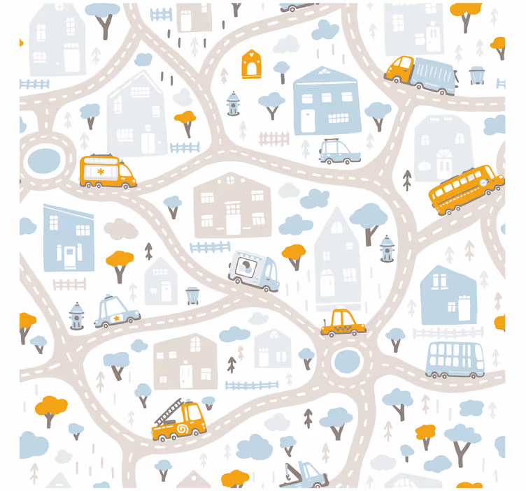 Kinderkamer rolgordijn doodle wegenkaart - TenStickers