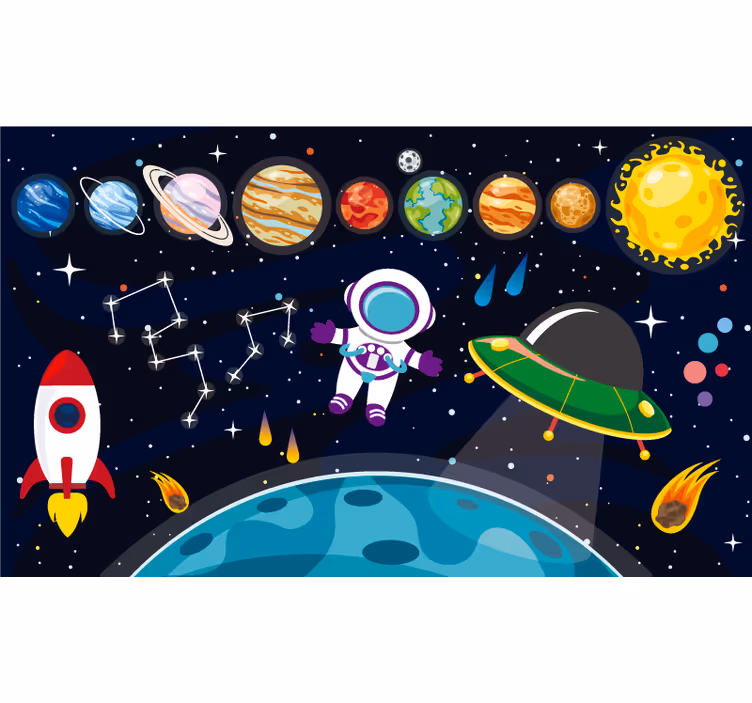Kinderkamer rolgordijn kleurrijke cartoon ruimte - TenStickers
