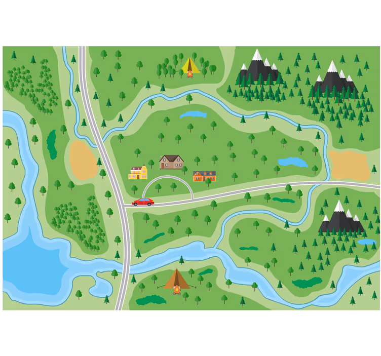 Kinderkamer rolgordijn bergwegenkaart - TenStickers
