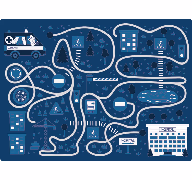 Kinderkamer rolgordijn nordic blauwe weg - TenStickers