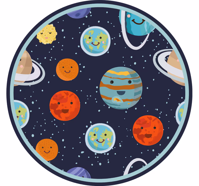 Kinderkamer rolgordijn smiling planeten cirkel - TenStickers