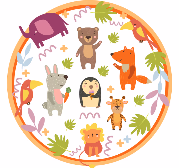 Kinderkamer rolgordijn schattige cartoon dieren - TenStickers
