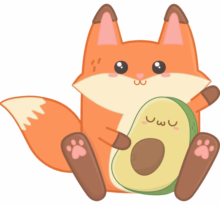 Kinderkamer rolgordijn kawaii vos met avocado - TenStickers
