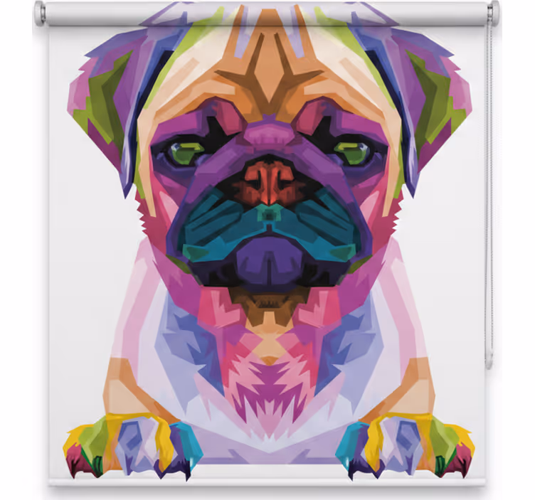 Kinderkamer rolgordijn geometrische dieren schattige hond - TenStickers