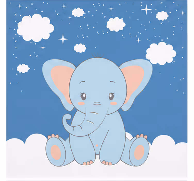 Kinderkamer rolgordijn schattige blauwe olifant - TenStickers