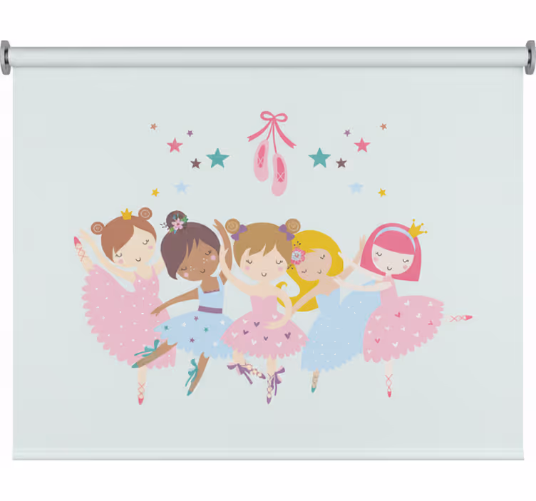Kinderkamer rolgordijn kleurrijke illustratie balletsterren - TenStickers