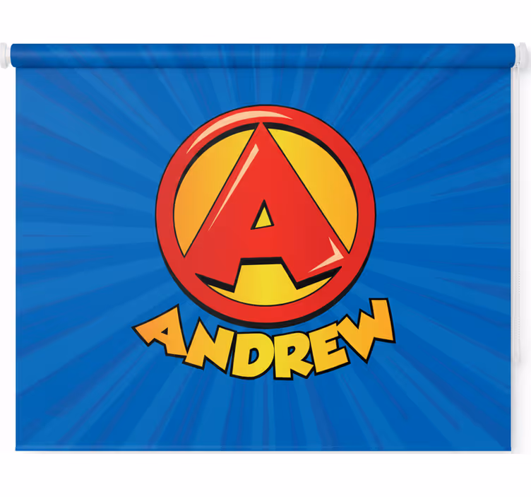 Kinderkamer rolgordijn met super initiaal letter - TenStickers