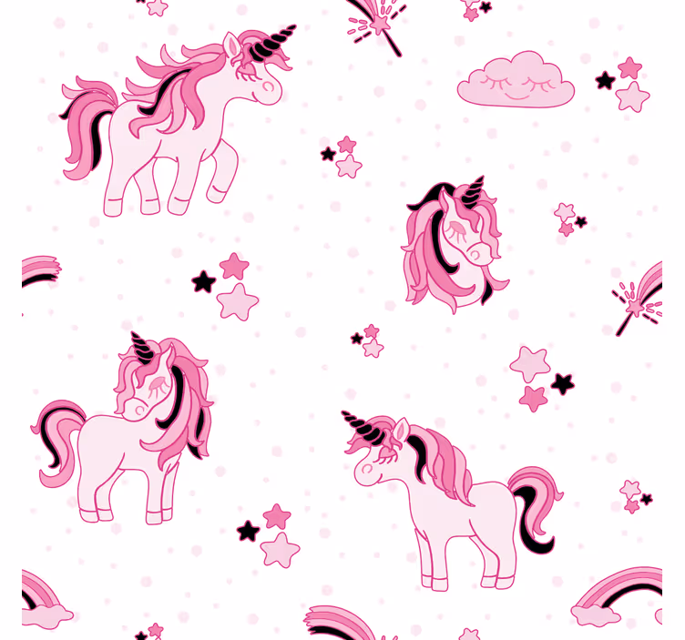 Kinderkamer rolgordijn doodle stijl eenhoorn wereld - TenStickers