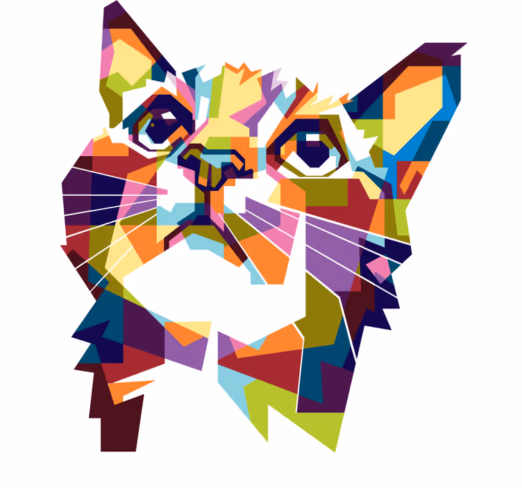 Rolgordijn tienerkamer splash kleurige kat - TenStickers
