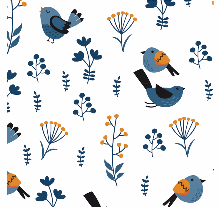Rolgordijn tienerkamer bladeren en vogels - TenStickers
