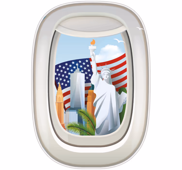 Rolgordijn tienerkamer amerika vanuit een vliegtuigraam - TenStickers