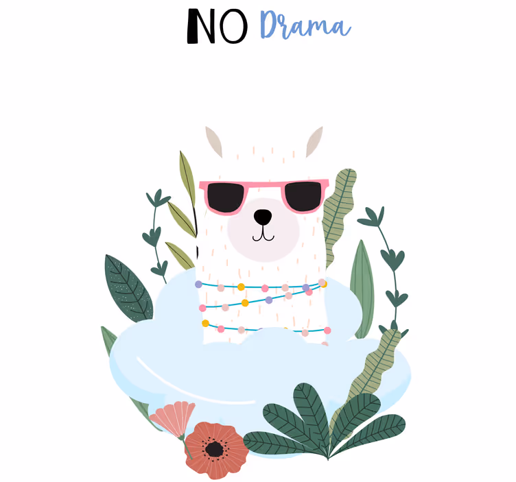 Rolgordijn tienerkamer peruaanse lama geen drama - TenStickers