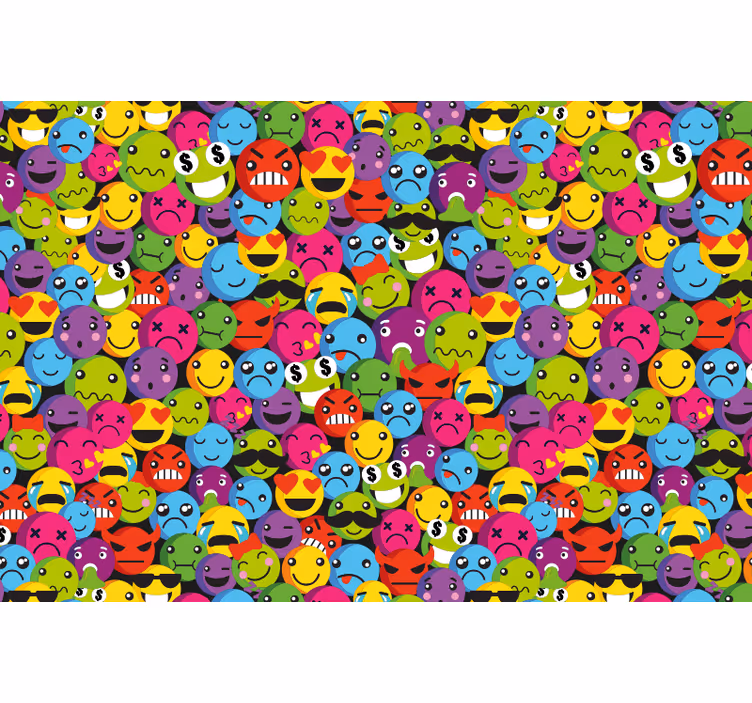 Rolgordijn tienerkamer emoji compositie - TenStickers