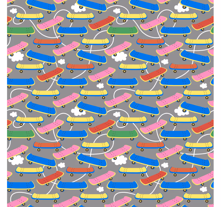 Rolgordijn tienerkamer gekleurde skateboards - TenStickers