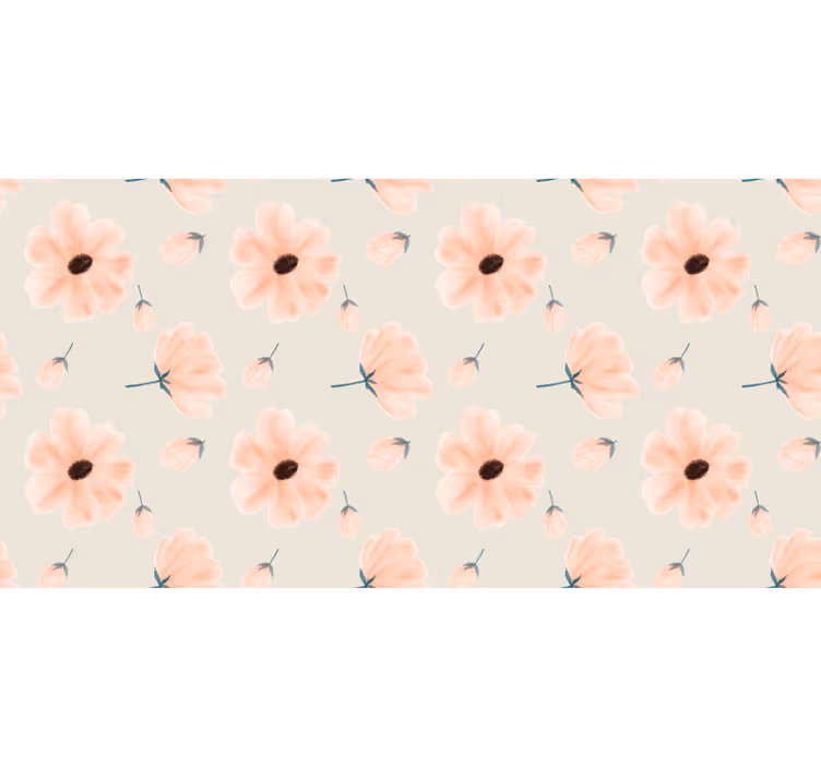 Rolgordijn beige grote bloemen aquarel patroon - TenStickers