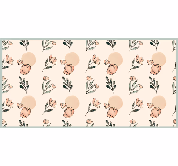 Rolgordijn beige moderne pastelkleurige bloemen aquarel - TenStickers