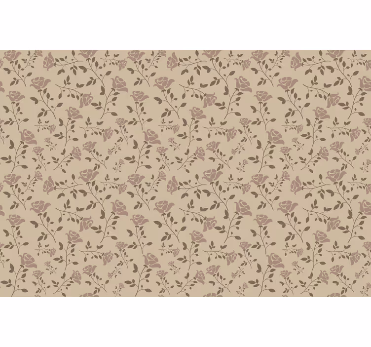 Rolgordijn beige bruin vintage rozenpatroon - TenStickers