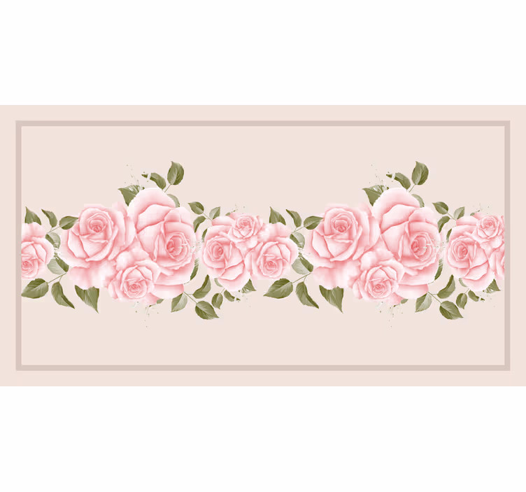 Rolgordijn beige met vintage roze rozenpatroon - TenStickers