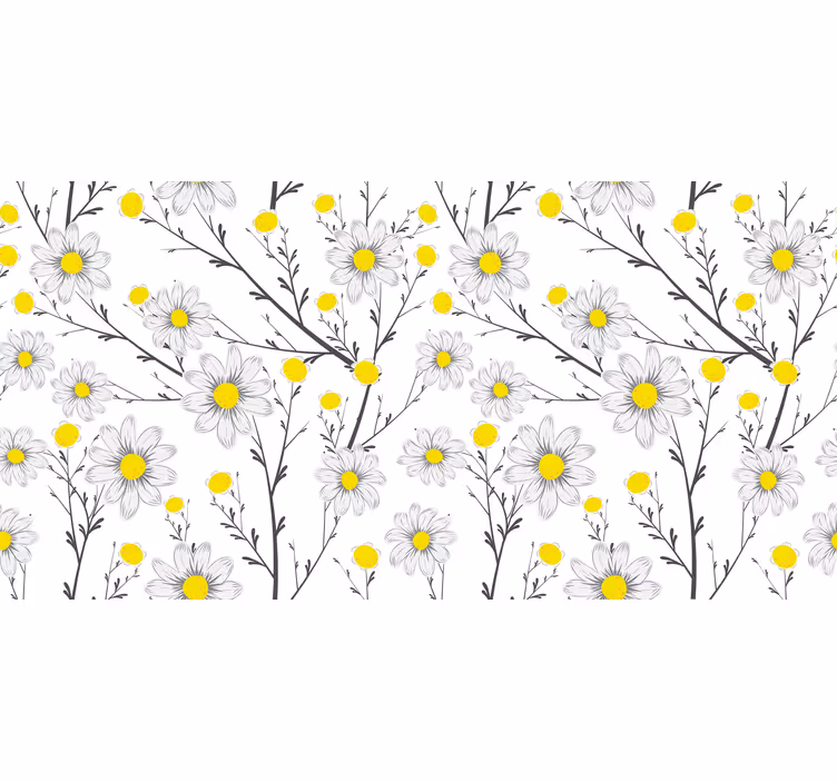 Wit rolgordijn klassieke madelief bloem - TenStickers